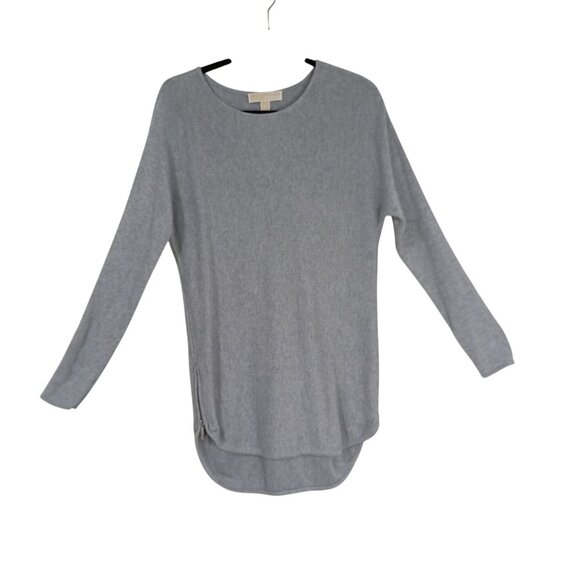 Michael Kors Sweater Womens Gray Long Sleeve Knit With Side Zipper Accents - Picture 1 of 13